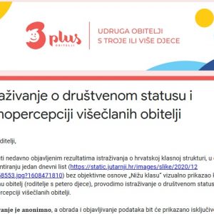 Istraživanje o društvenom statusu i samopercepciji višečlanih obitelji