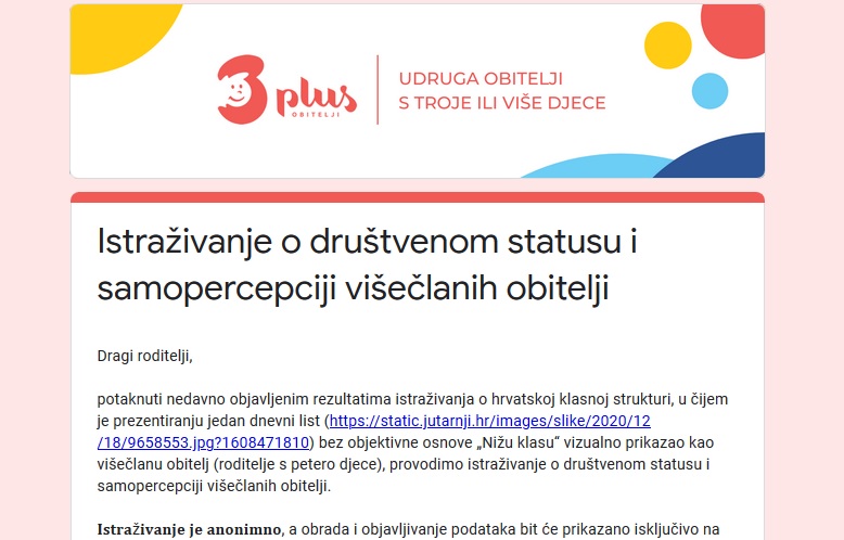 istrazivanje Istraživanje o društvenom statusu i samopercepciji višečlanih obitelji