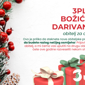 Red and Green Festive Holiday Content Promotion Instagram Post (780 x 500 piks.) Božićno darivanje za članove Obitelji 3plus